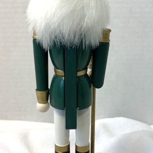 Christmas Green King w/Gold Crown Nutcracker Wooden 9.5" Tall Moving Mouth - Picture 4 of 4